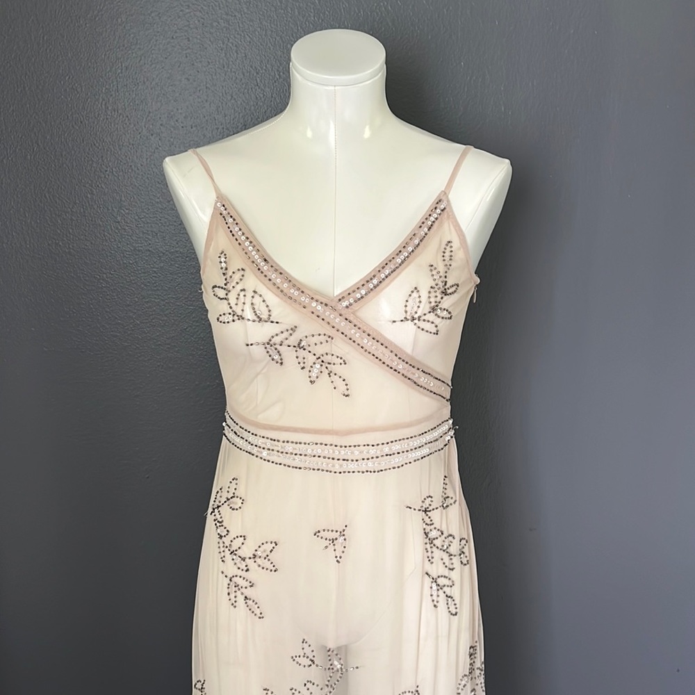 Beaded mesh maxi dress